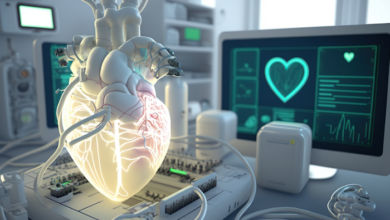 Un modèle de cœur humain en 3D posé sur un écran d'ordinateur portable.