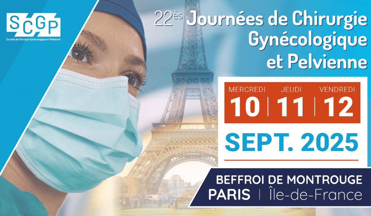 Affiche officielle des 22es Journées de Chirurgie Gynécologique et Pelvienne 2025, organisées par la SCGP au Beffroi de Montrouge, Paris