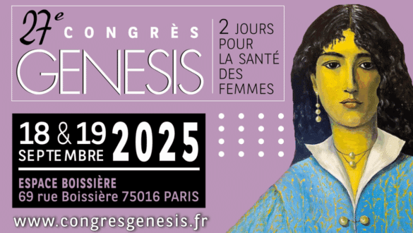 Affiche du 27e Congrès GENESIS sur la santé des femmes, les 18 et 19 septembre 2025 à Paris, Espace Boissière.