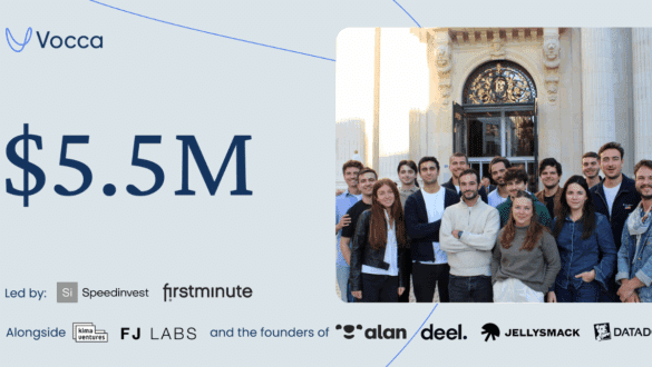 L’équipe de la startup Vocca après sa levée de fonds de 4,7 M€, soutenue par Speedinvest, firstminute capital et des investisseurs santé.